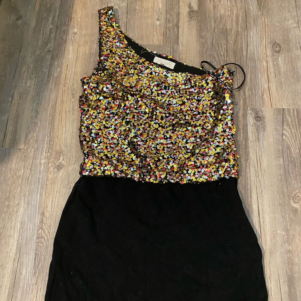 Sugar lips multi-color sequin one-shoulder dress